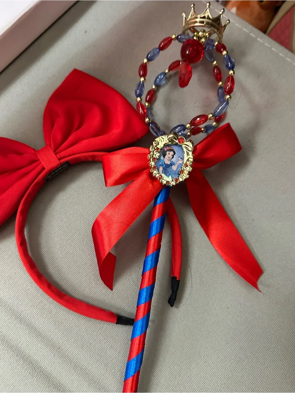 Snow White Princess Wand with Red Bow headband